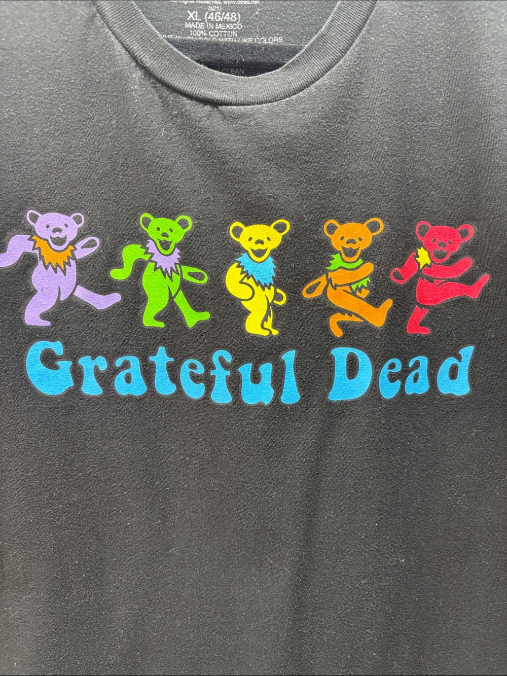 Grateful Dead Black Tee with Multicolor Dancing Bears - Picture 4 of 6